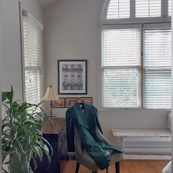 Dark Green (Forest) Cole Haan Collar Wrap Coat w/ Belt - Picture 4 of 10